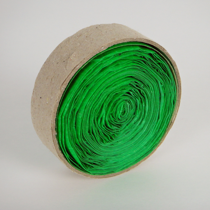 <b>The Painter</b><br>
Roll of painter's tape rolled onto itself and inserted into its cardboard cylinder.<br>
8 x 8 x 2.5 cm<br>
2011